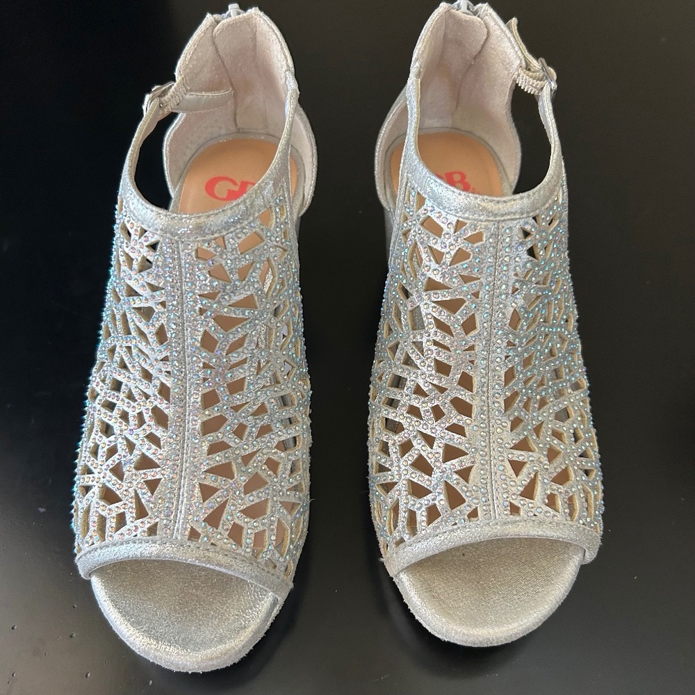 GB Girls Silver Rhinestone Detail Dress Wedge.Size 3M
